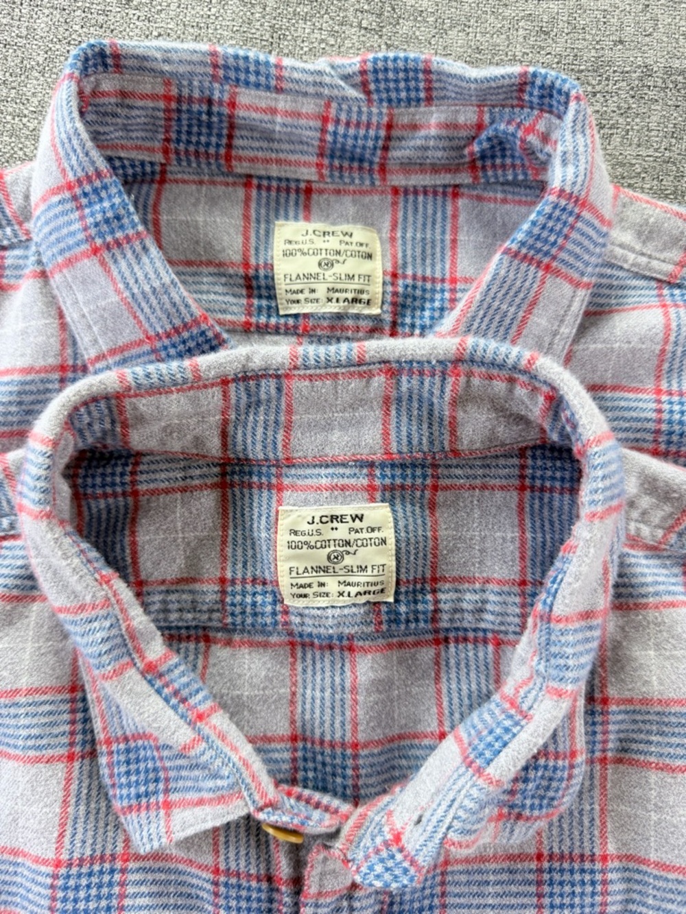 Bundle of 2 J. Crew Blue and Gray Plaid Casual Button-Down Shirt